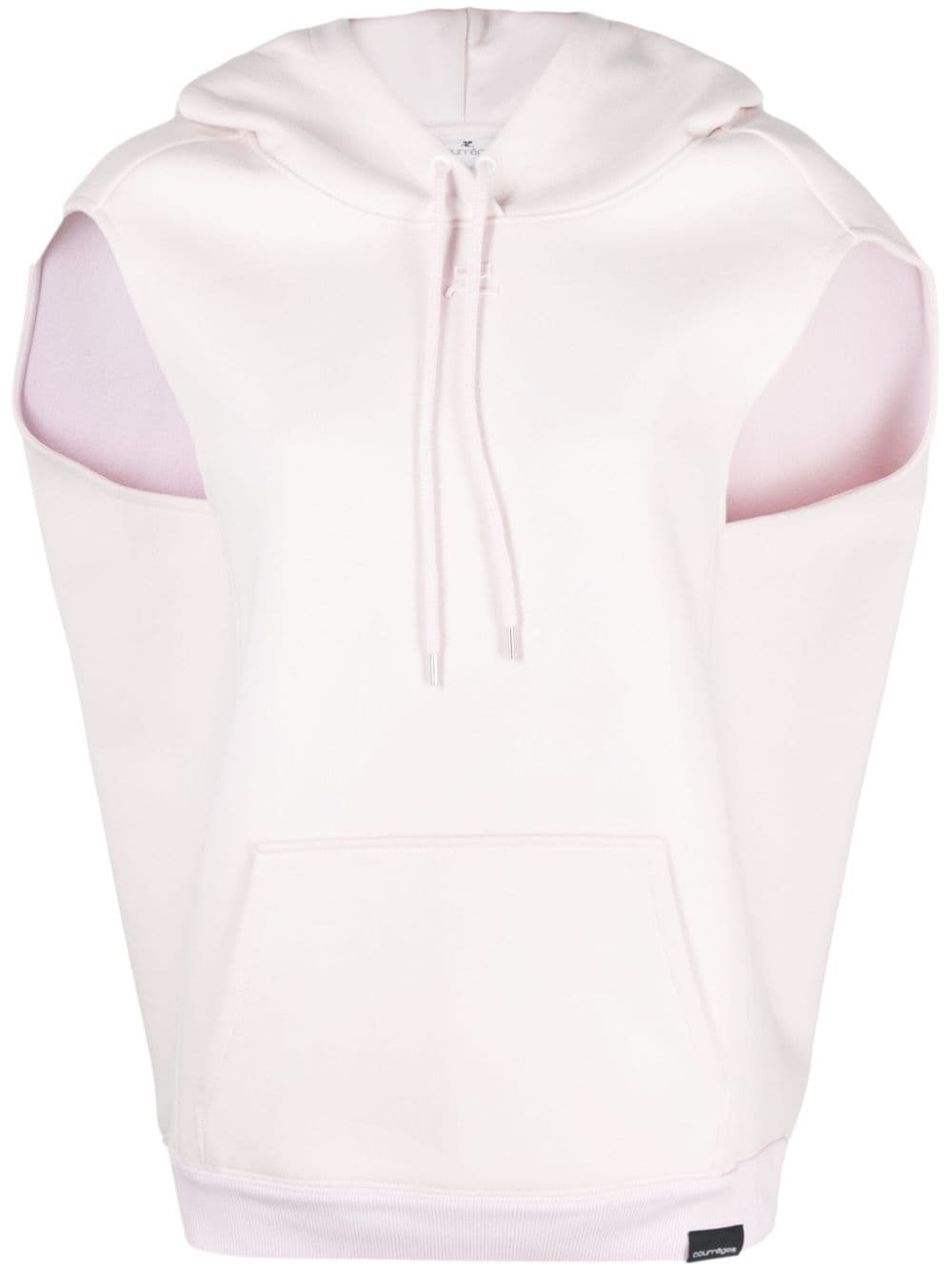 Courrèges Logo-embroidered Jersey Hoodie In Pink