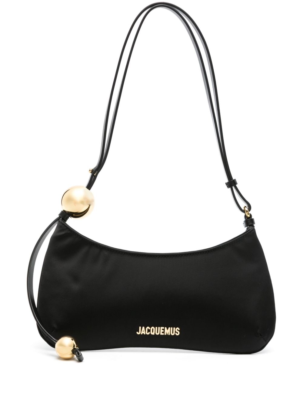 Jacquemus Le Bisou Perle Satin Shoulder Bag In Black