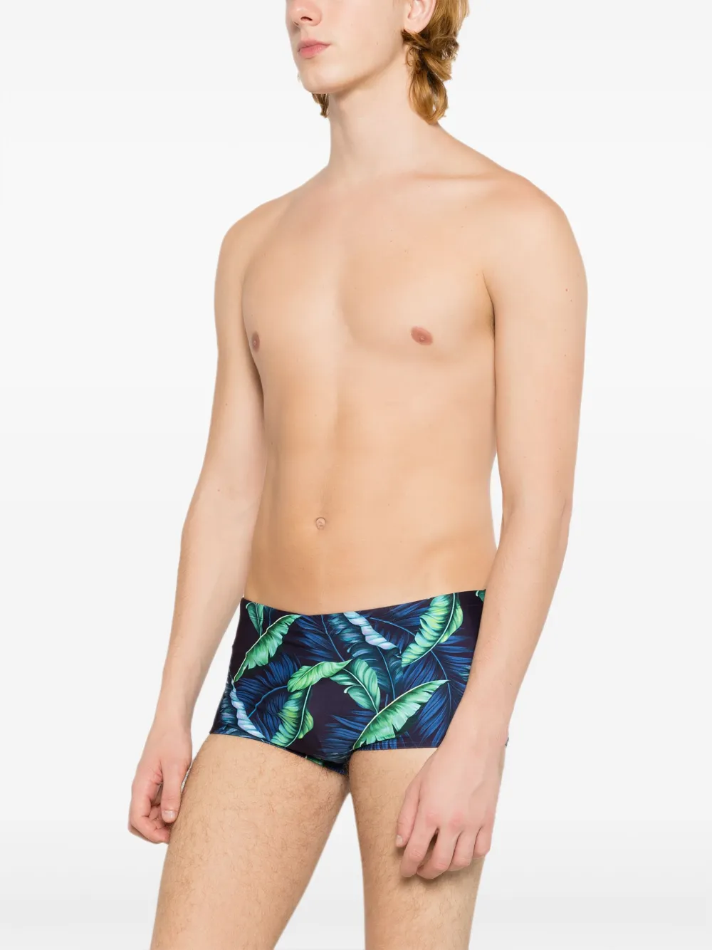 Shop Lygia & Nanny Copacabana Leaf-print Swimming Trunks In Blue