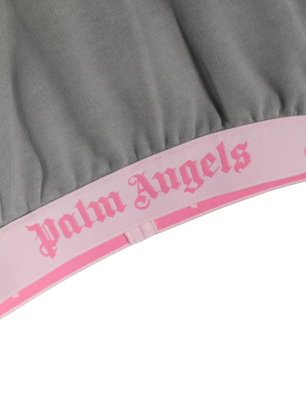 Shop Palm Angels Logo-underband Cropped Hoodie In Grey