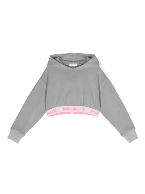 Palm Angels Kids kort hoodie med logotypband