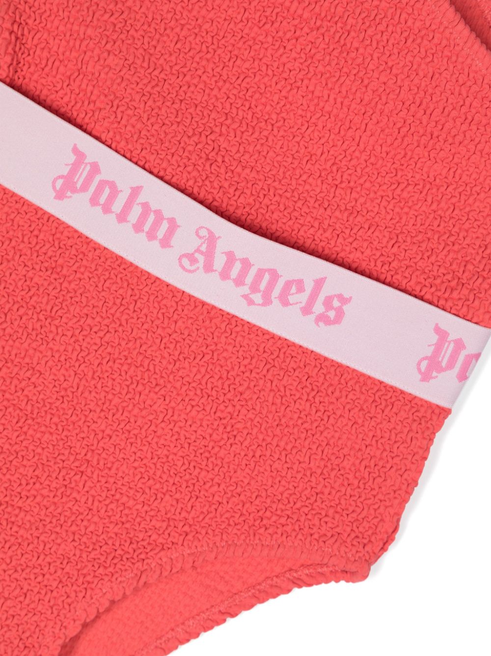 Shop Palm Angels Logo-tape One-shoulder Swimsuit In Pink
