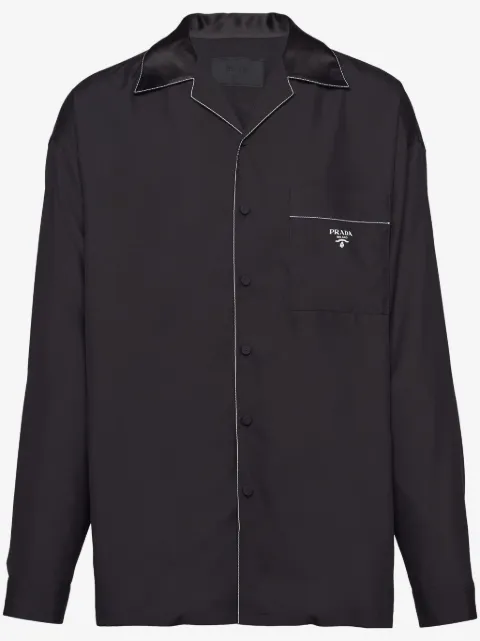 Prada contrast-trim silk pajama shirt