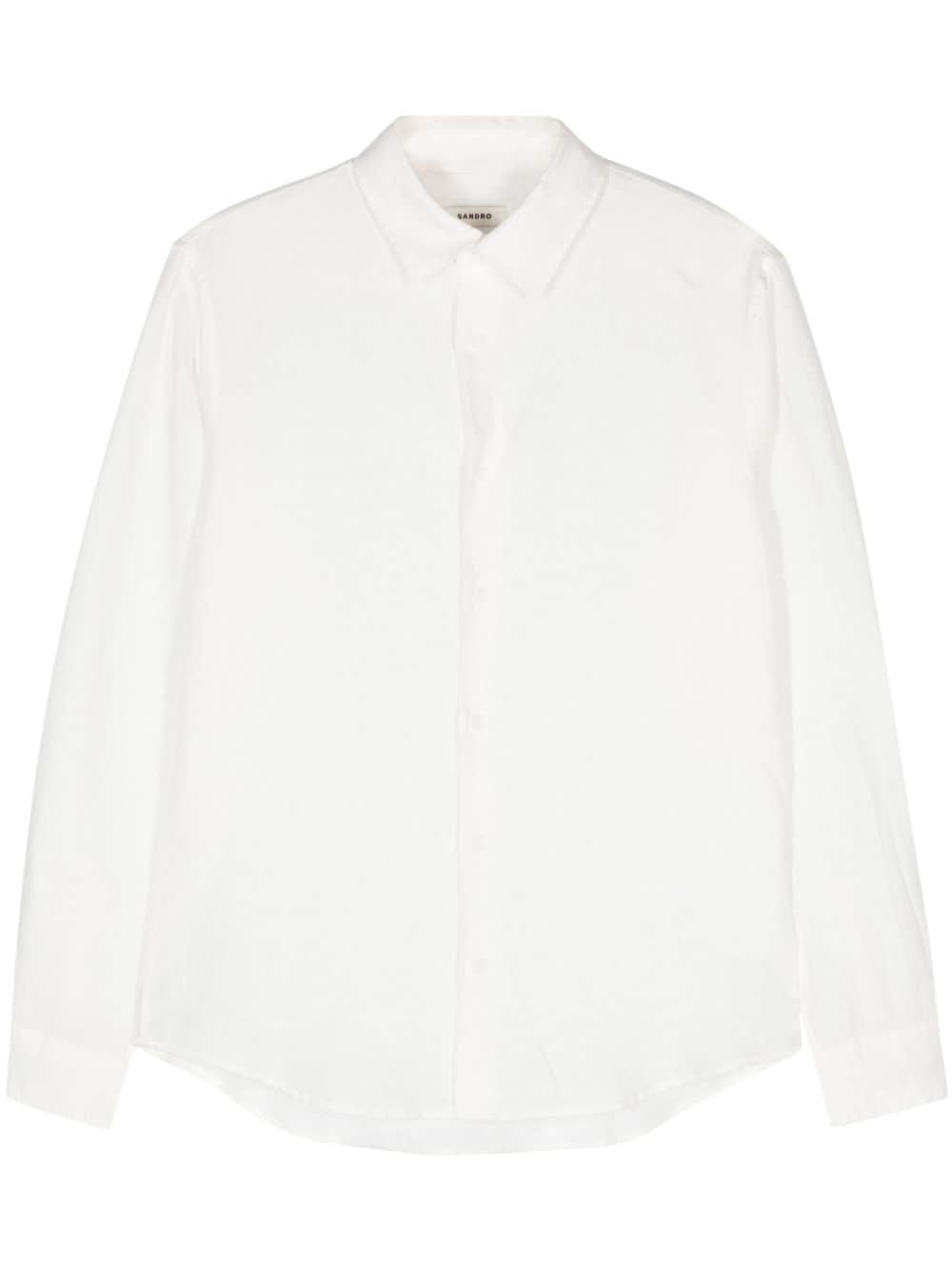 Sandro Button-up Linen Shirt In White