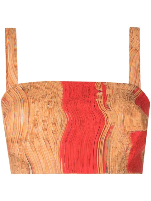 Lenny Niemeyer trompe l'oeil-print cropped top