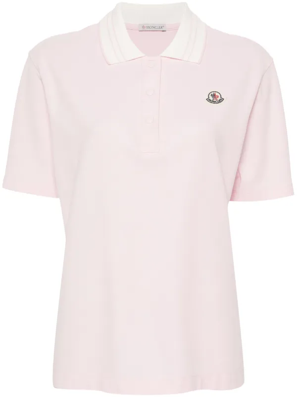 Moncler logo applique Polo Shirt Pink FARFETCH HK