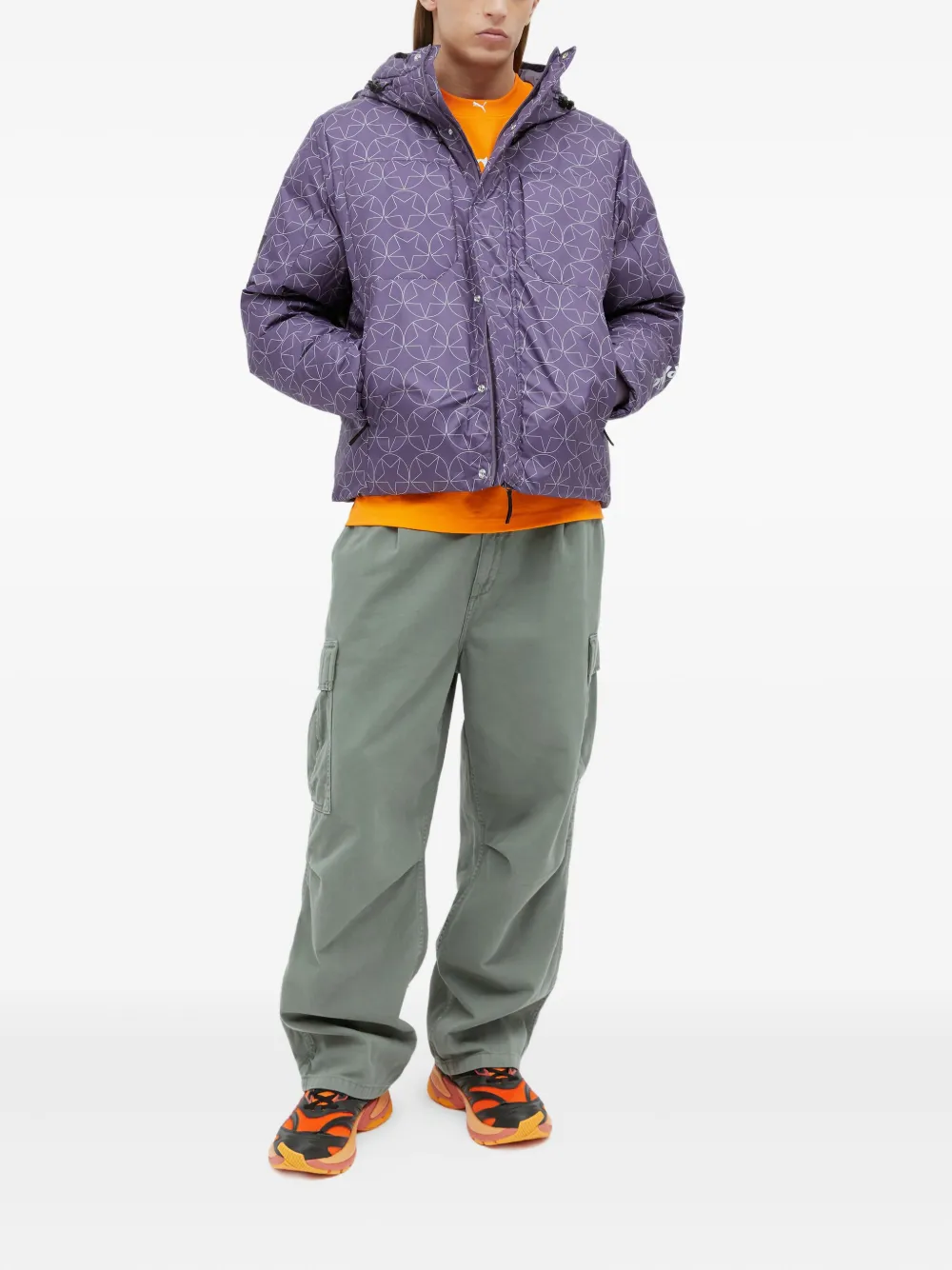 PUMA x Pleasures star-pattern padded jacket Paars