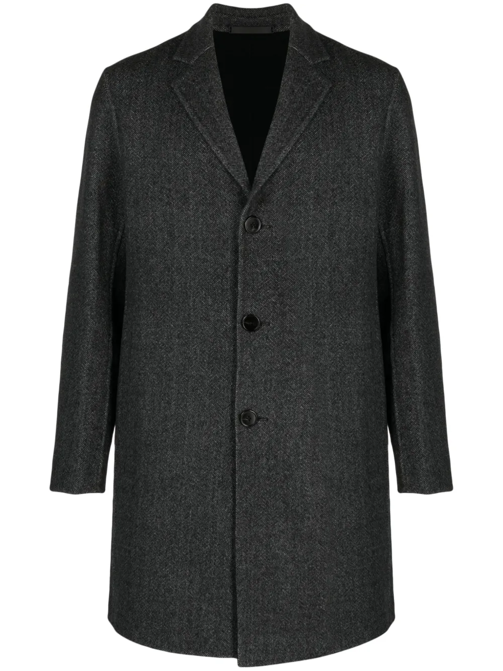 Shop Theory Herringbone Single-breasted Coat In Black