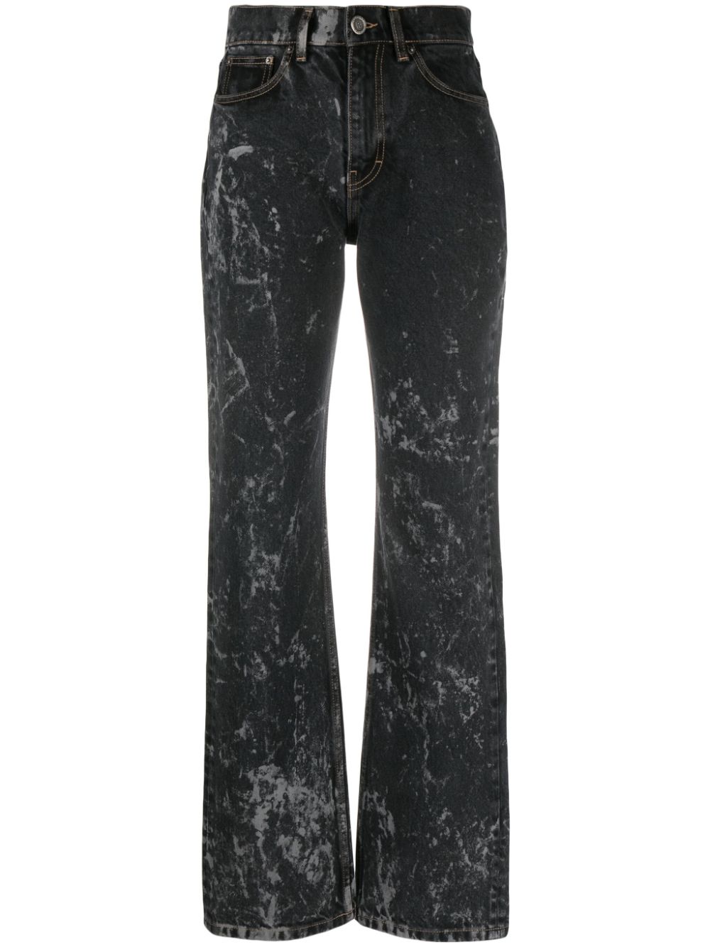 Rotate Birger Christensen Acid-wash Straight-leg Jeans In Black