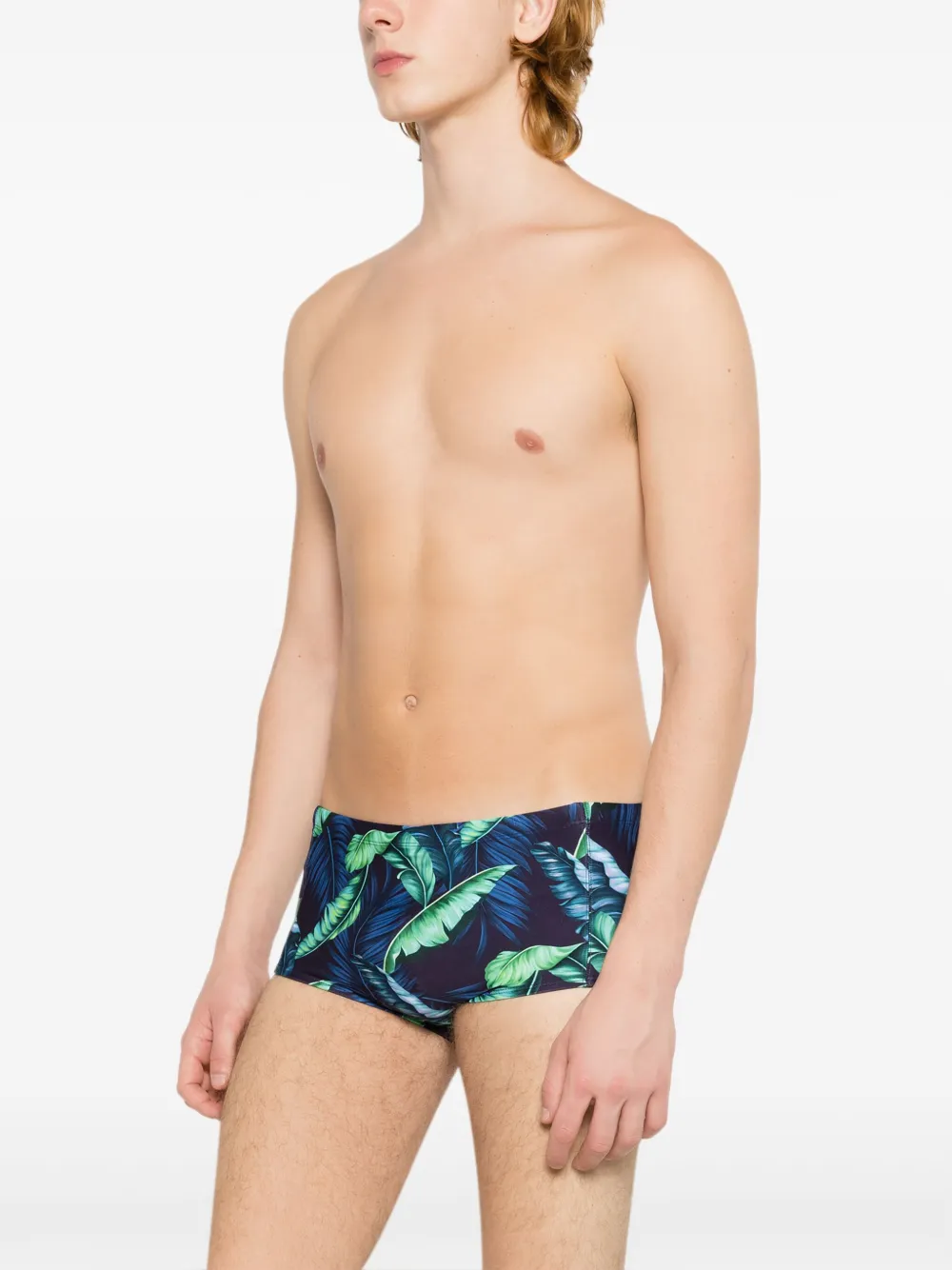 Shop Lygia & Nanny Parati Leaf-print Swimming Trunks In Blue