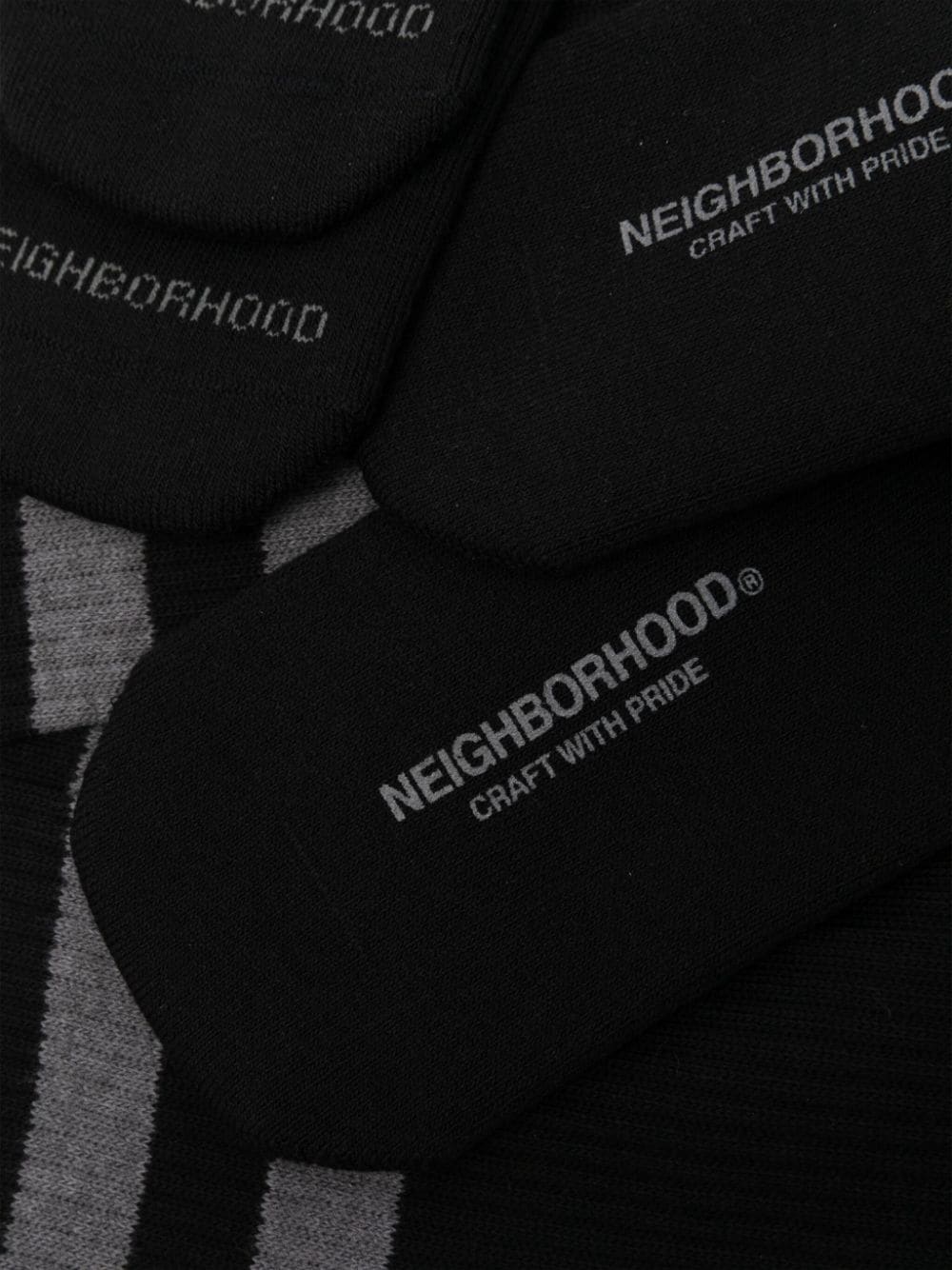 Neighborhood ribbed-knit socks (pack of three) - Zwart