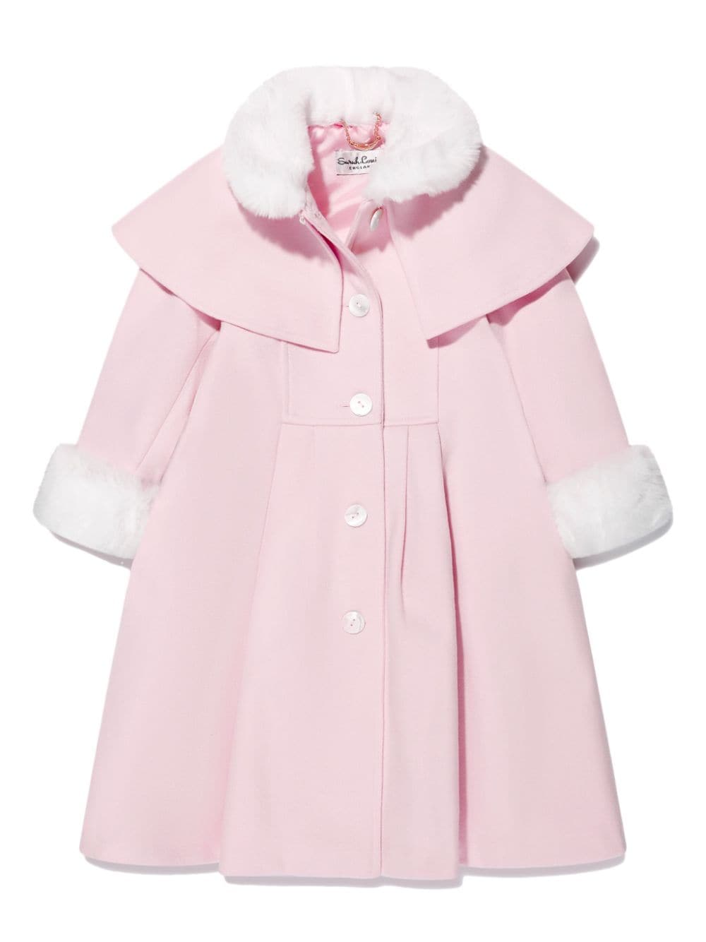 Shop Sarah Louise Faux-fur Trim Layered Midi Coat (set Of Two) In Pink