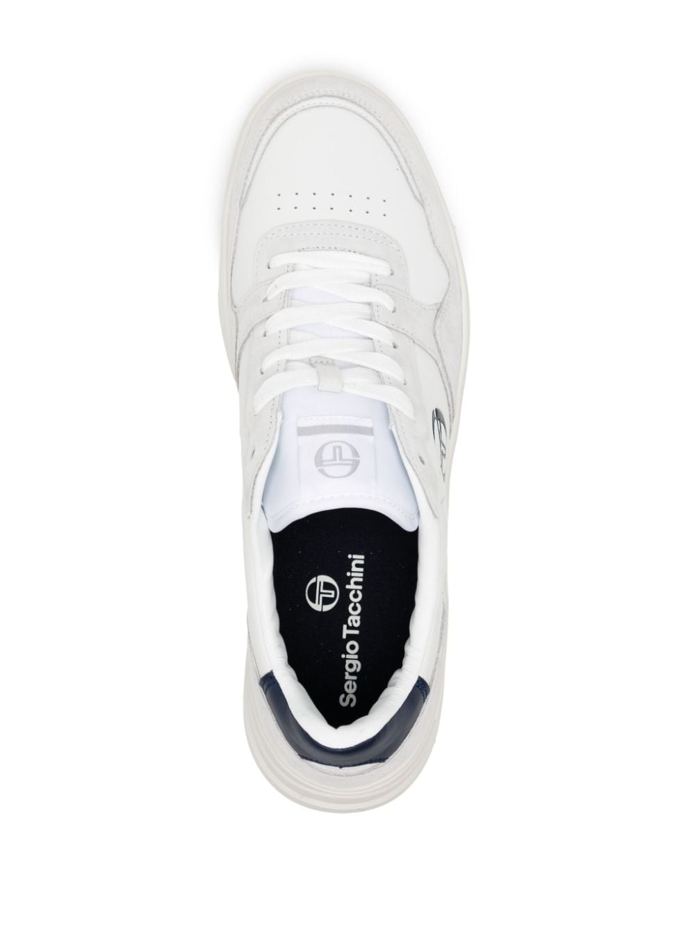 Shop Sergio Tacchini Logo-embossed Leather Sneakers In White