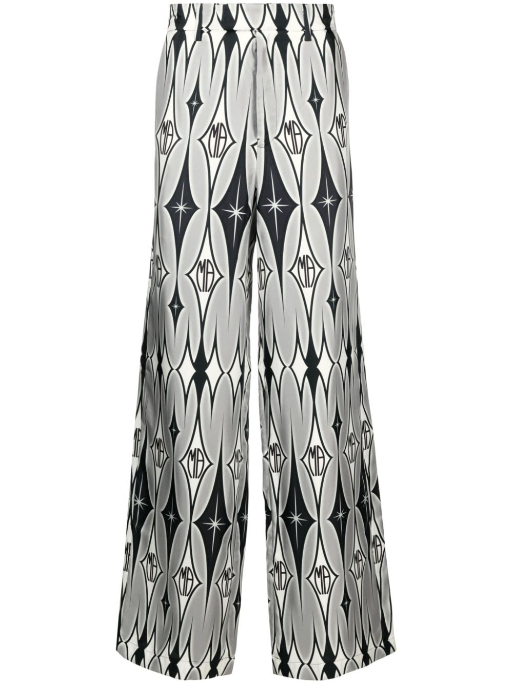 Amiri Graphic-print Wide-leg Silk Trousers In Black