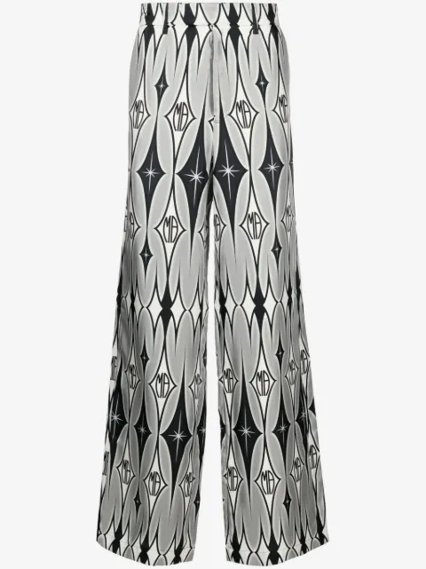 AMIRI graphic-print wide-leg silk trousers