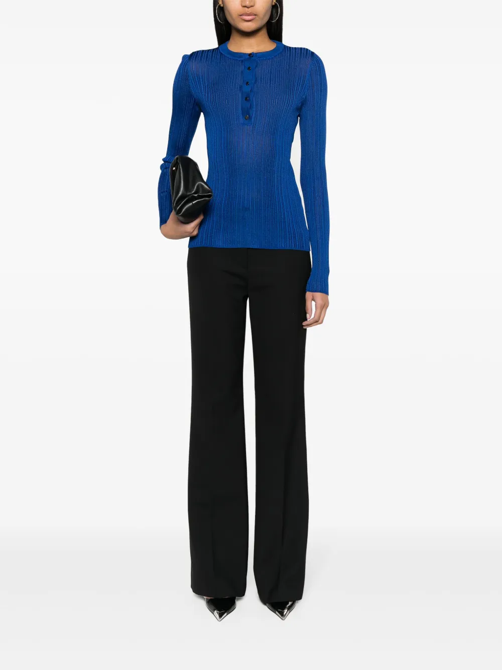 Shop Tom Ford Round-neck Ribbed-knit Top In Blue