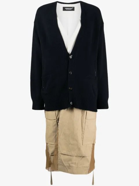 Undercover colour-block layered maxi coat