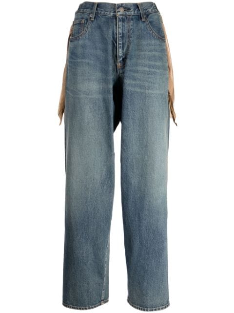 Undercover fringed mid-rise straight-leg jeans
