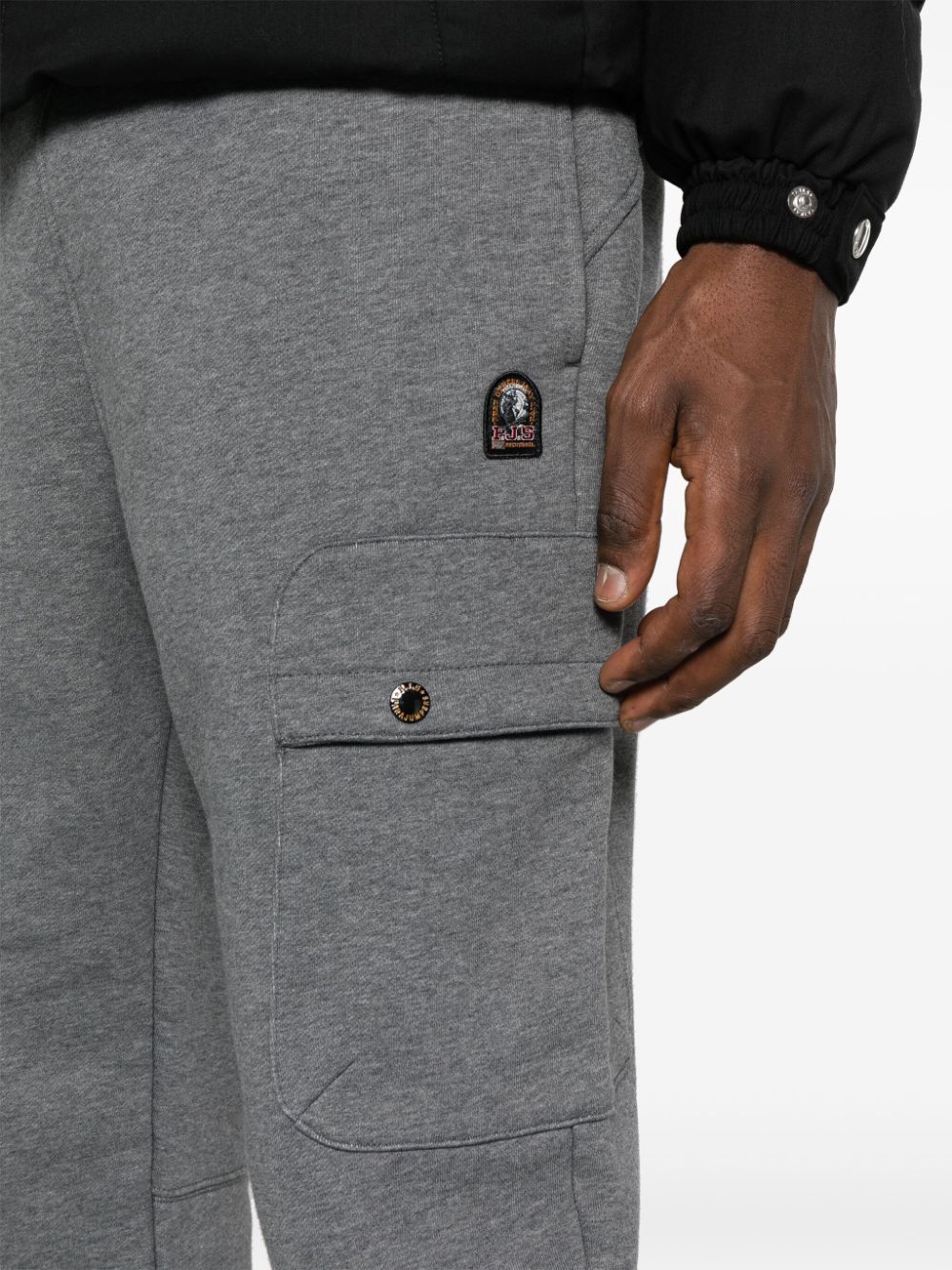 Shop Parajumpers Black Stone Logo-patch Mélange Track Pants In Grey