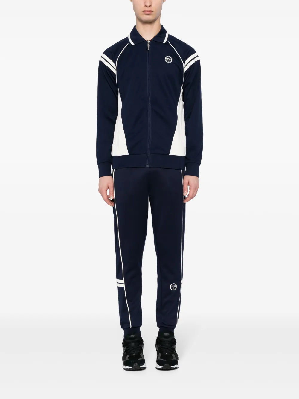 Sergio Tacchini logo-embroidered stripe-detail jacket - Blauw