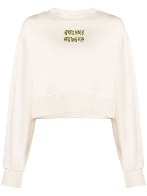 Miu Miu logo-embellished cotton sweatshirt