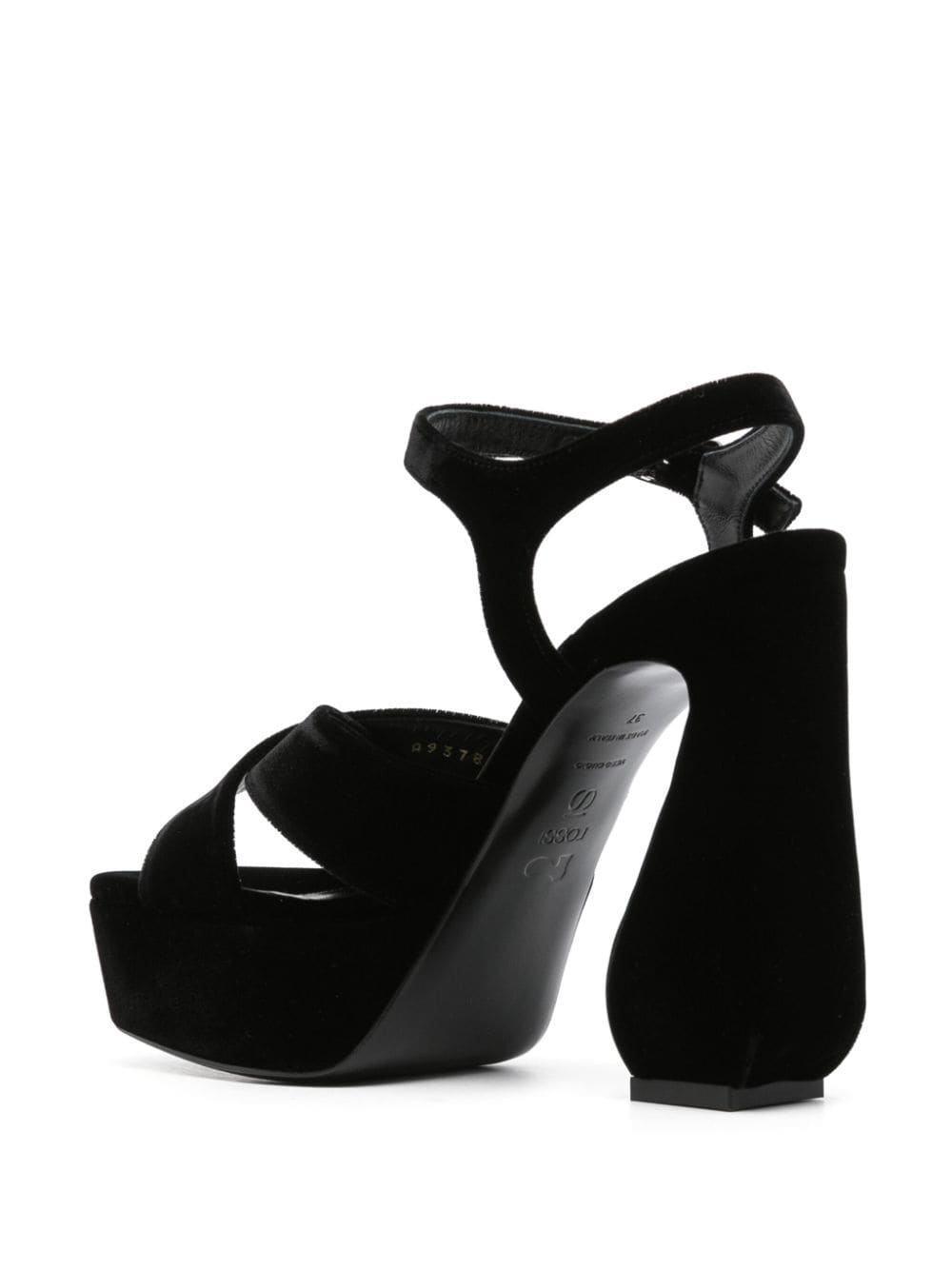 Shop Si Rossi 140mm Velvet Leather Sandals In Black