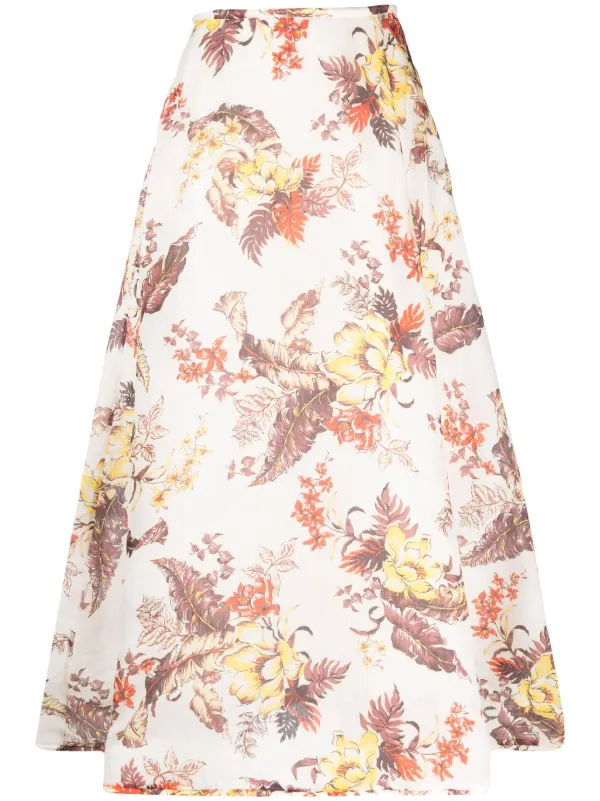 Zimmermann Matchmaker Floral-print A-line Skirt in Neutrals
