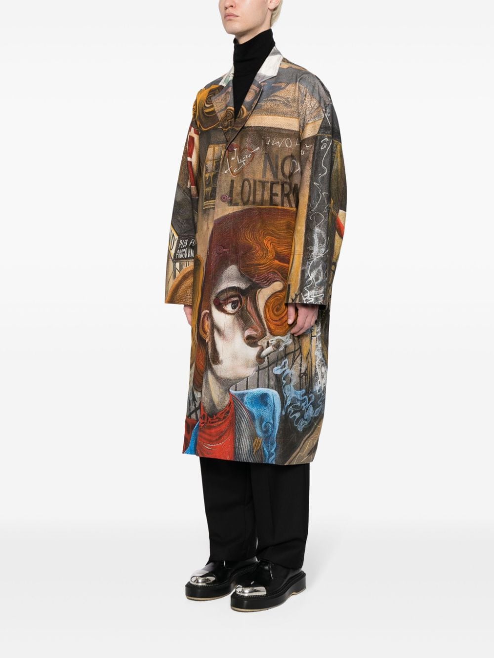 Shop Charles Jeffrey Loverboy Dead End Graphic-print Single-breasted Coat In Multicolour