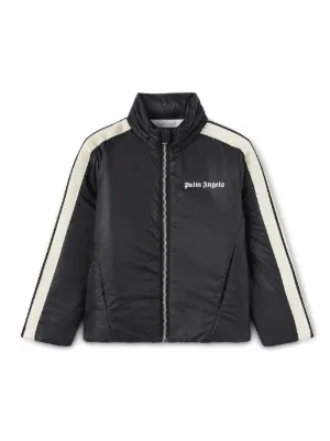 Palm Angels Kids ストライプ ジップトラックジャケット | ブラック