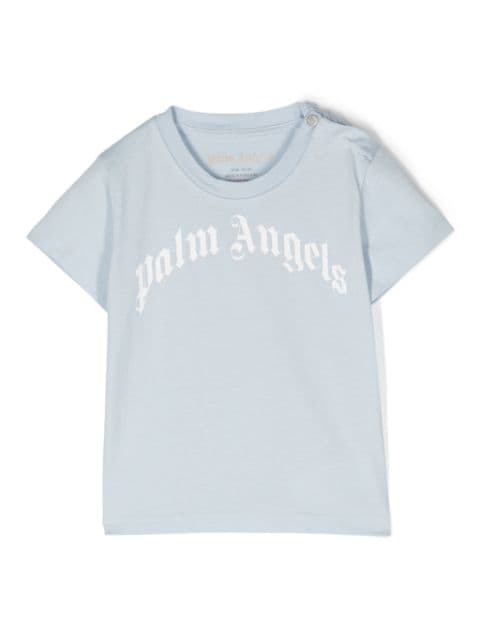Palm Angels Kids curved-logo cotton T-shirt