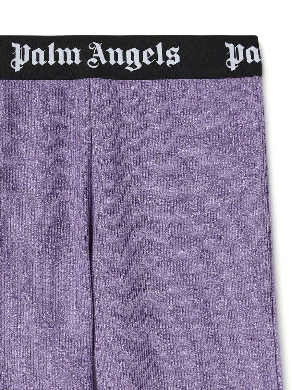 Shop Palm Angels Logo-waistband Lurex Track Pants In Purple