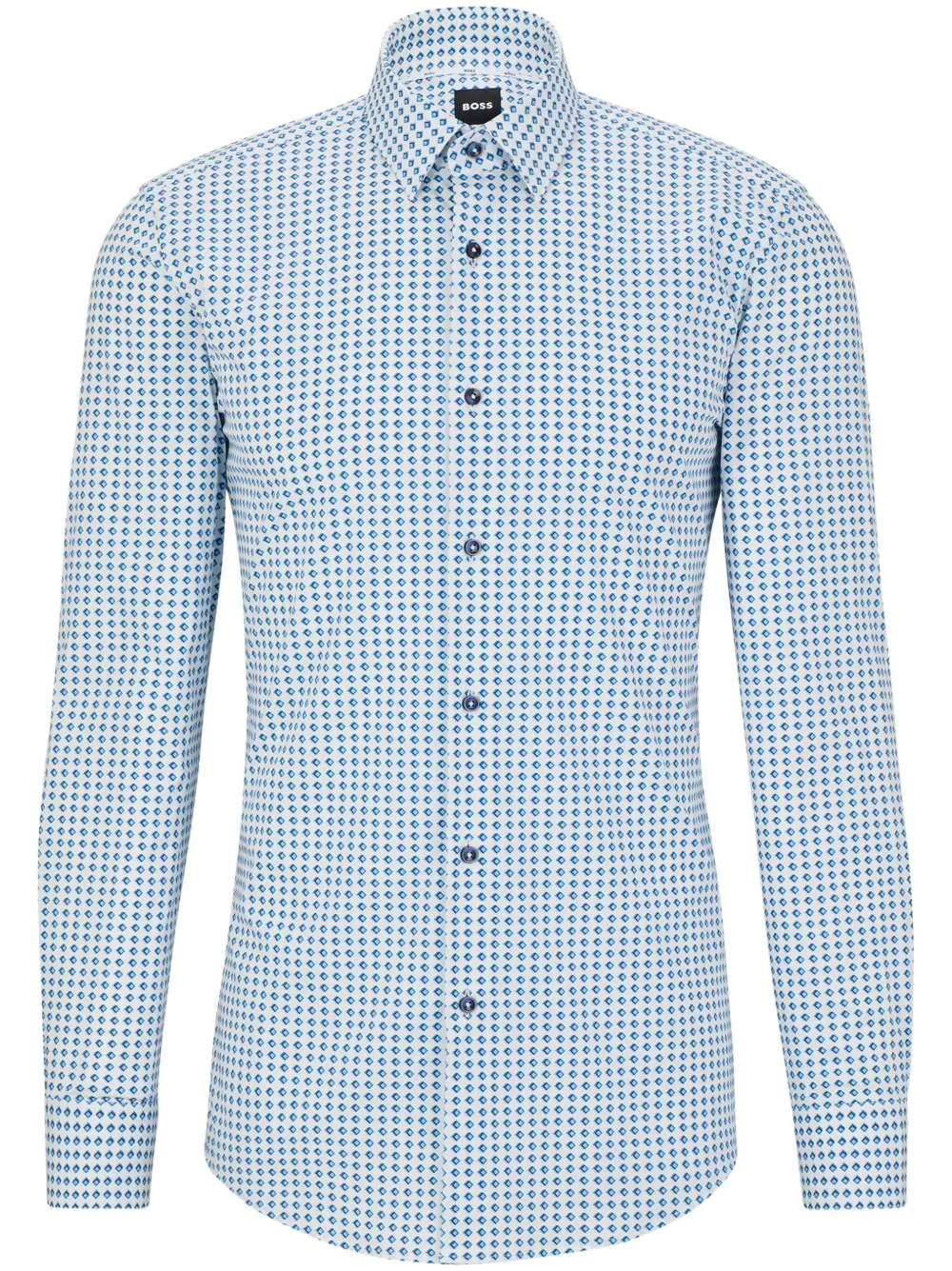 BOSS Camisa mangas longas com padronagem | Azul | Image 1