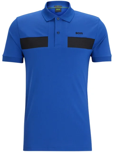 BOSS Camisa polo com logo e listras