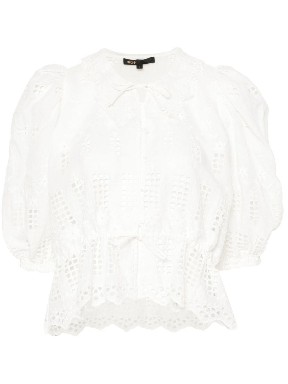 Maje Broderie-anglaise Short-sleeve Shirt In White