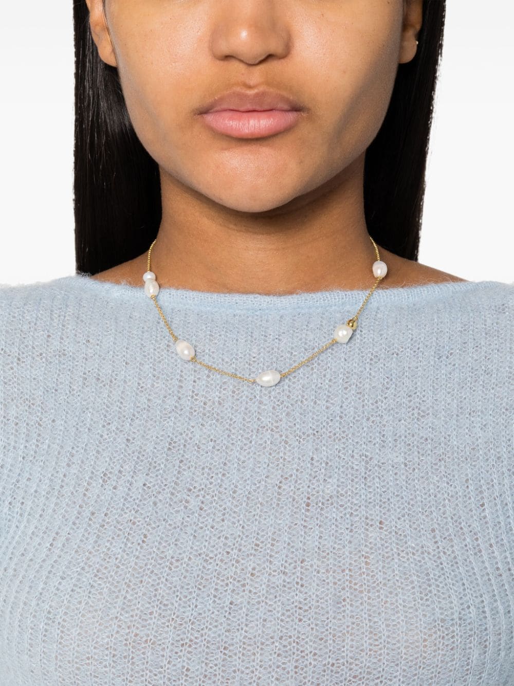Shop Maje Pearl-embellished Necklace In Gold