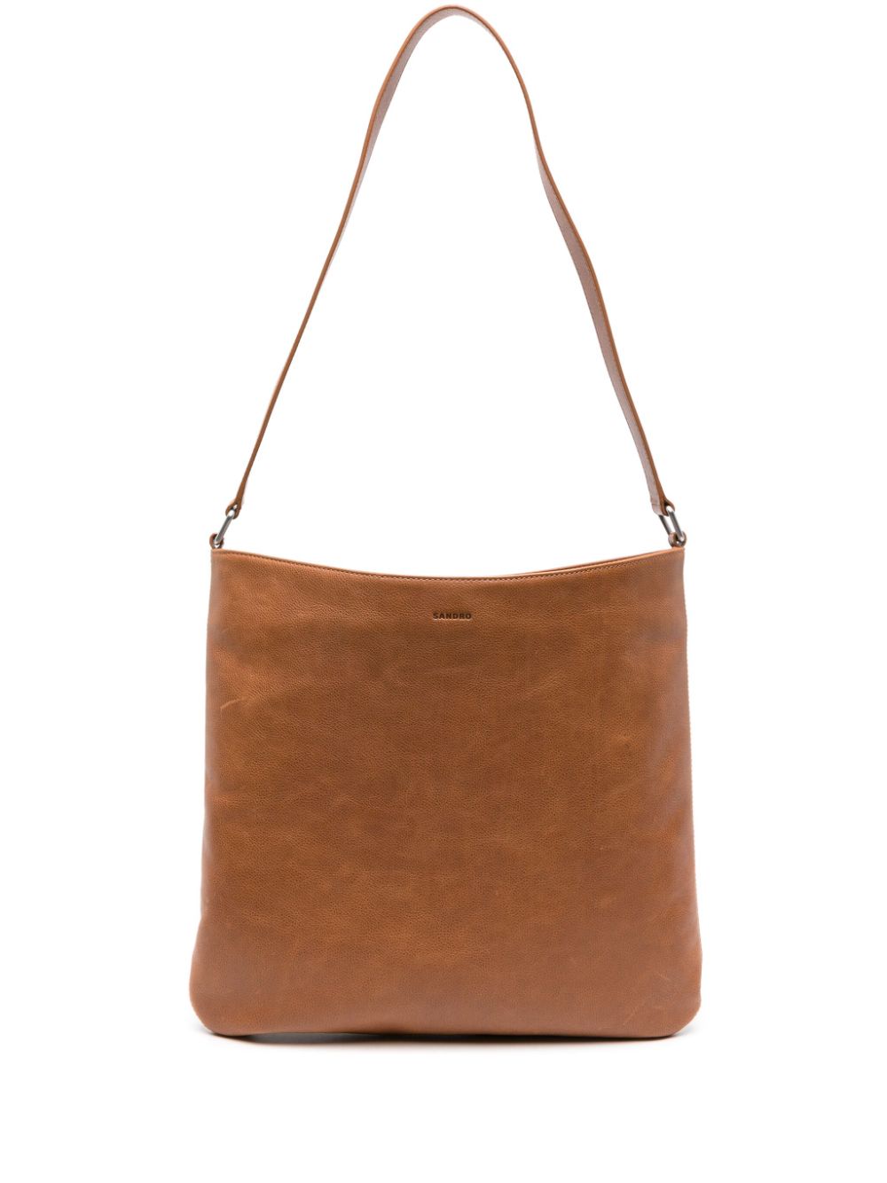 Sandro Logo-debossed Leather Shoulder Bag In Brown