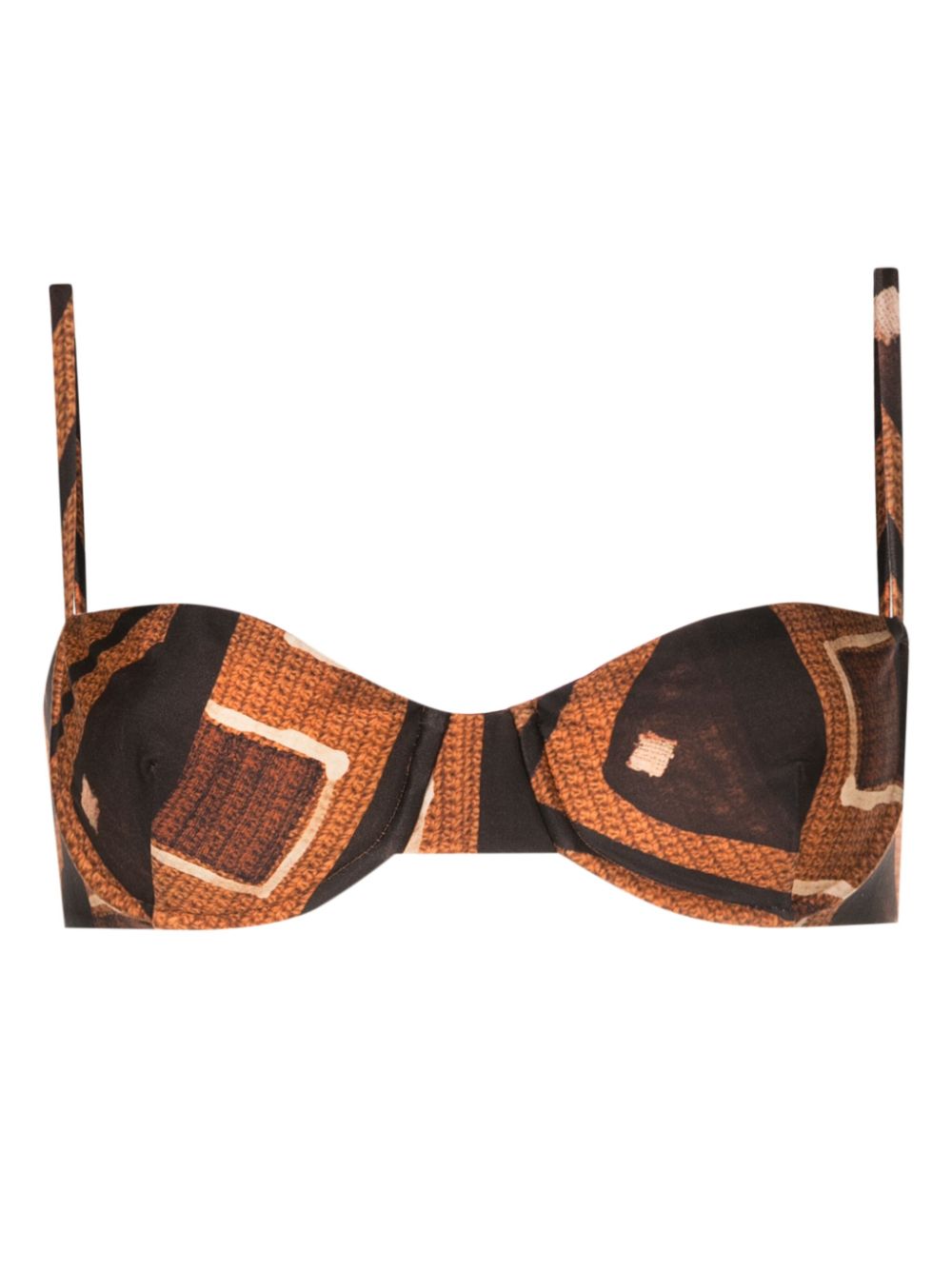 Lenny Niemeyer geometric-print balconette bikini top - Brown