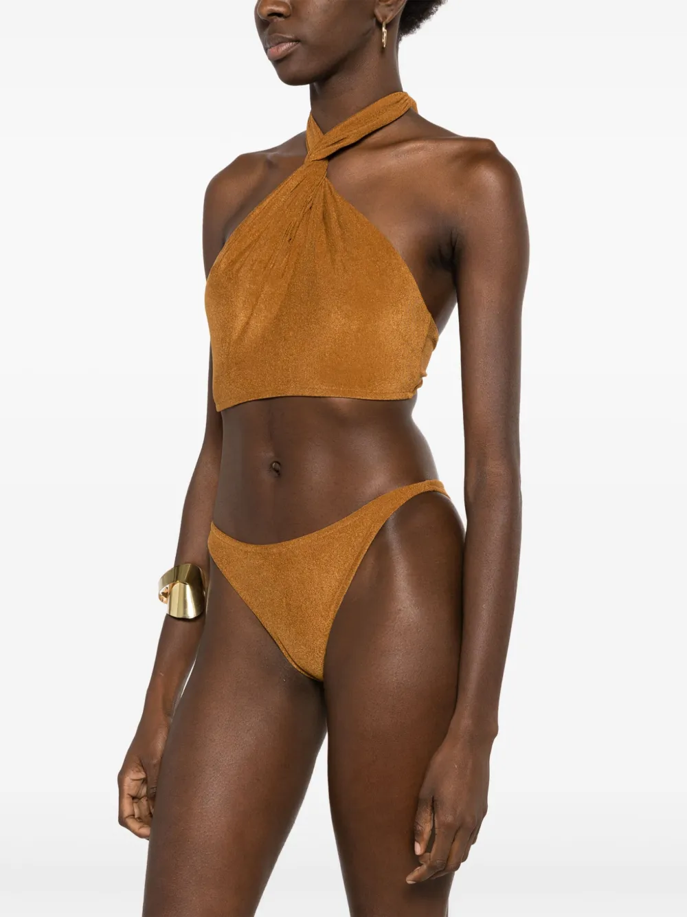Lenny Niemeyer Twisted Halerneck Bikini Top In Brown