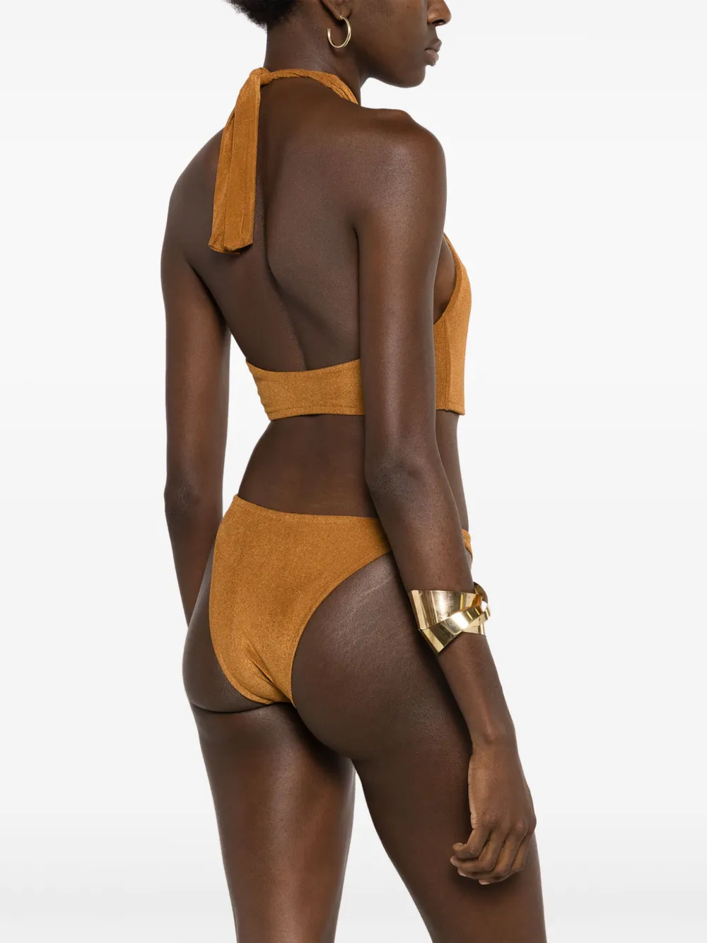 Lenny Niemeyer Twisted Halerneck Bikini Top In Brown