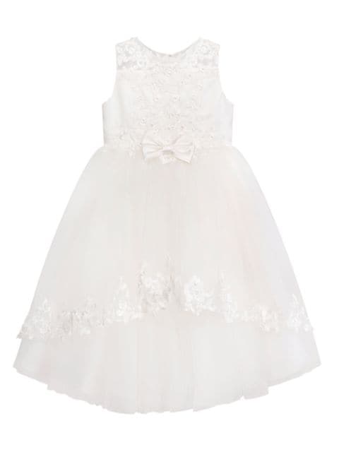 Sarah Louise floral-embroidered bow tulle dress