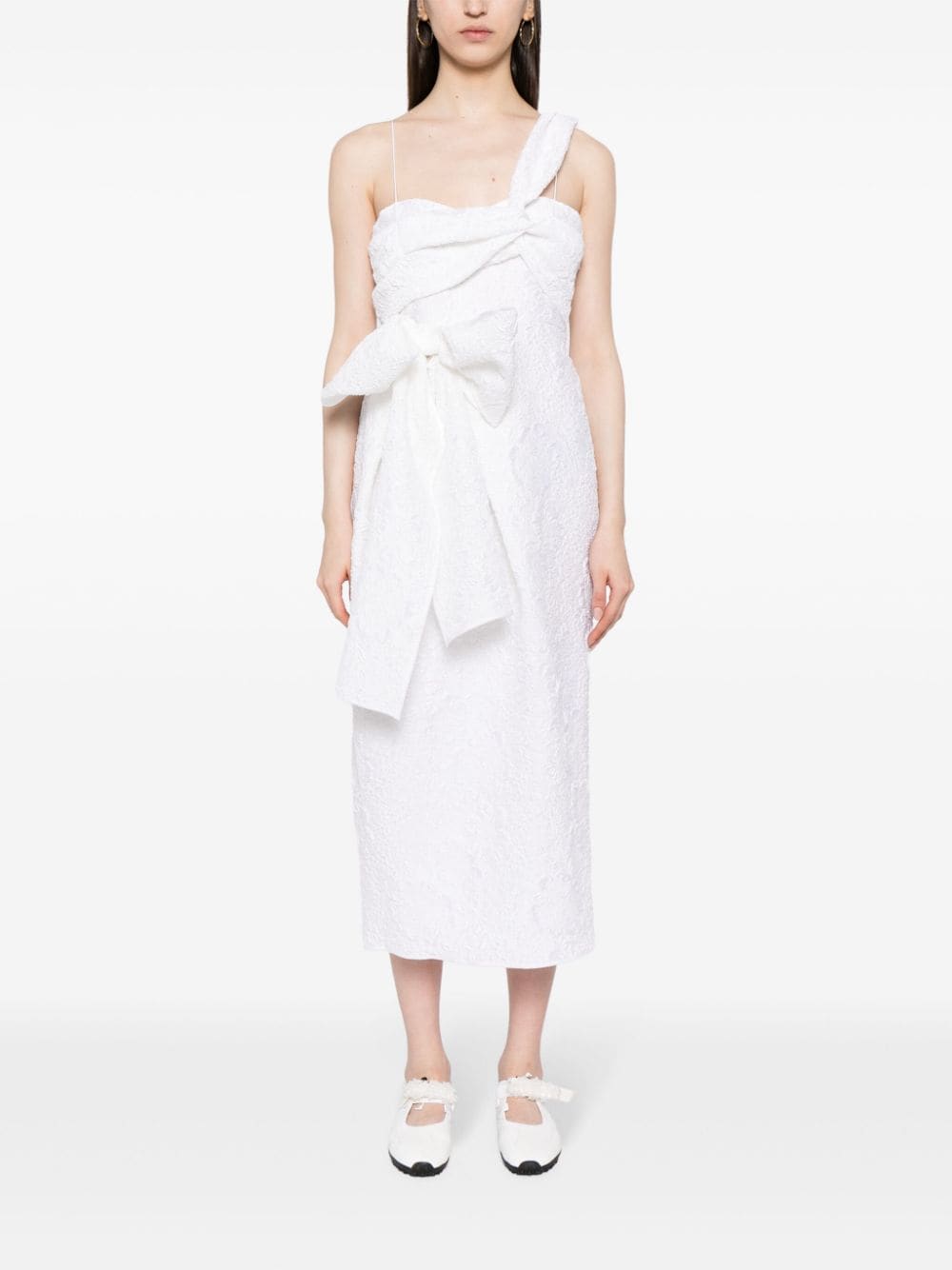 Cecilie Bahnsen Midi-jurk met strikdetail Wit