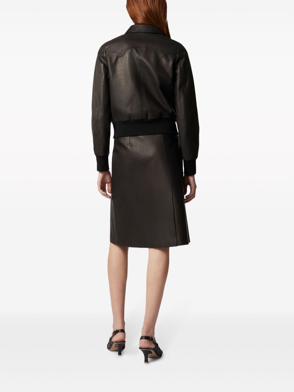 Shop Tod's Leather Bomber Jacket In Black