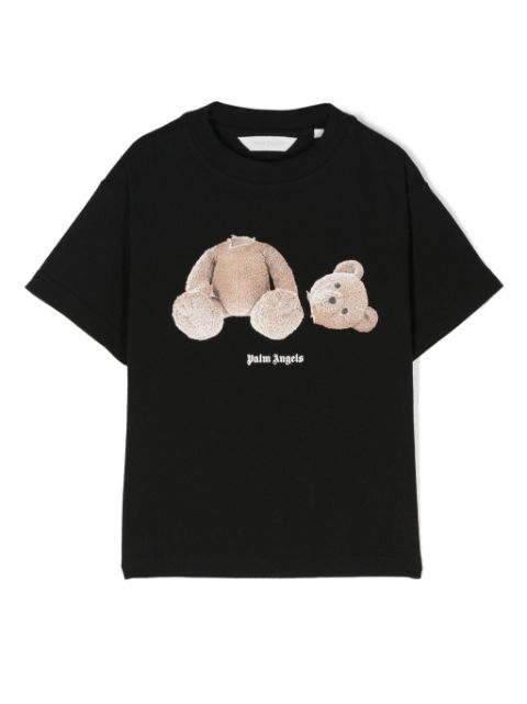 Palm Angels Kids Katoenen T-shirt met teddybeerprint