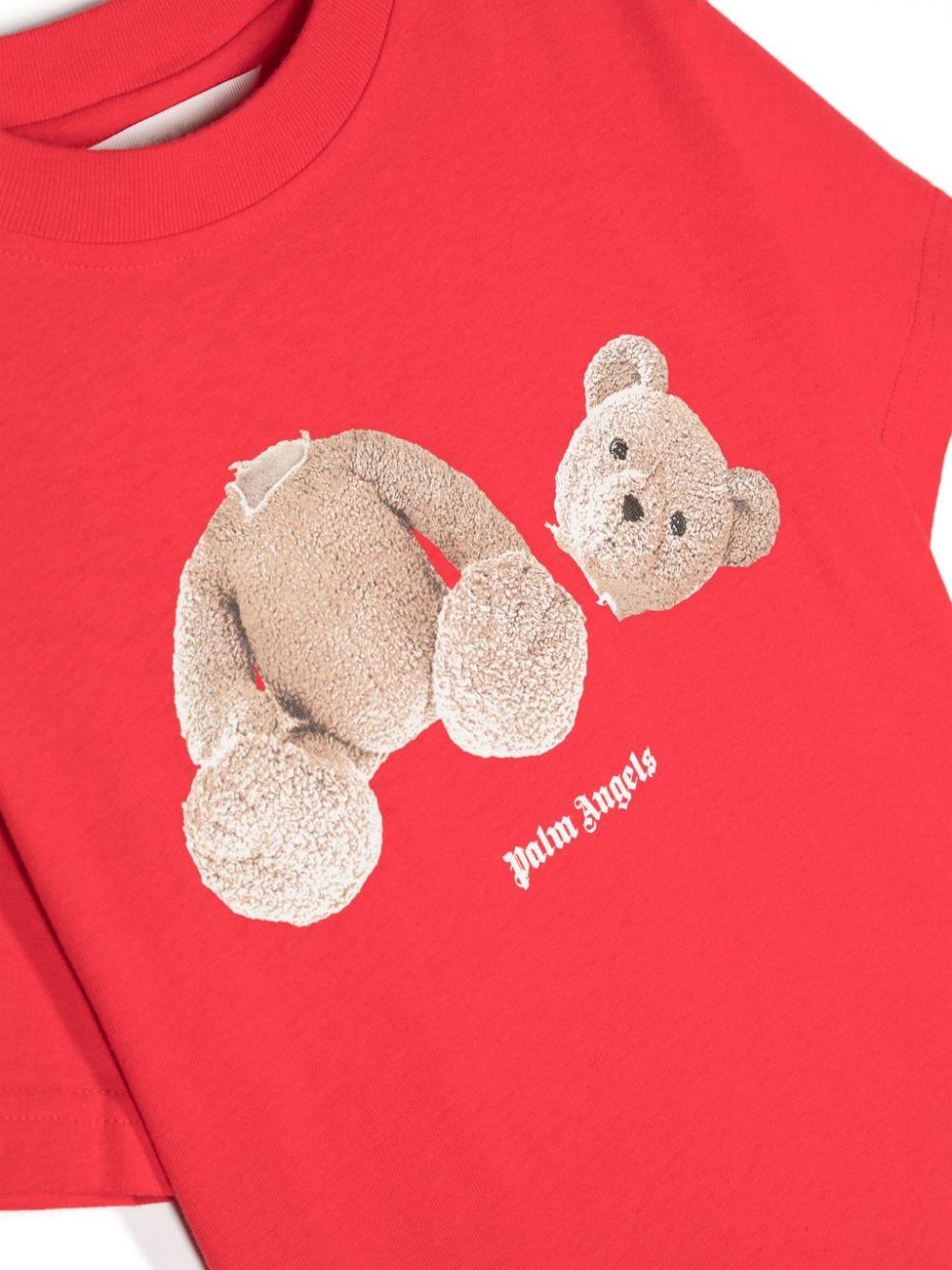 Palm Angels Kids Katoenen T-shirt met teddybeerprint Rood