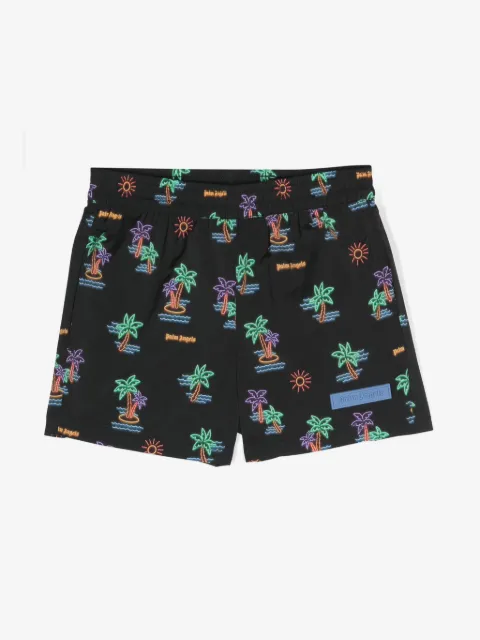 Palm Angels Kids 네온 팜스 수영복 반바지