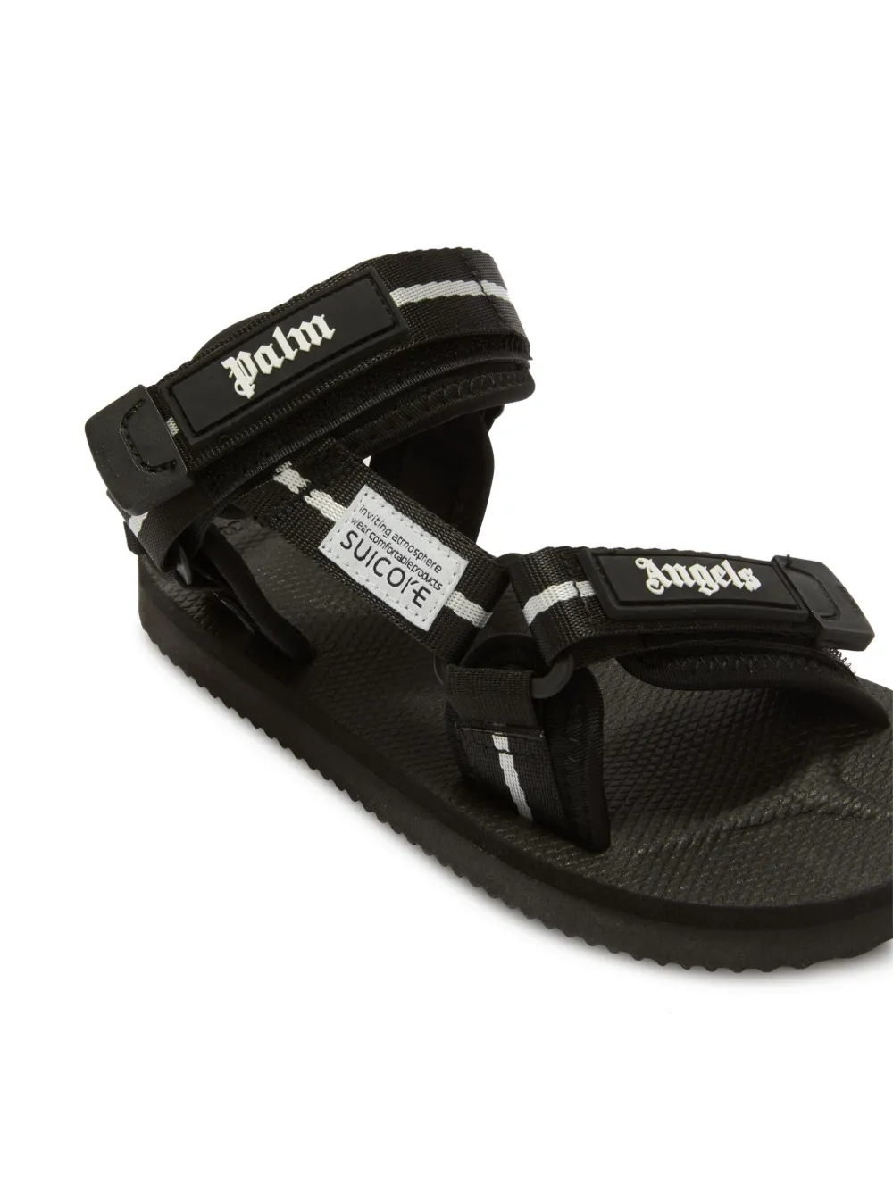 Shop Suicoke X Palm Angels X Suicok Logo-strap Sandals In Black