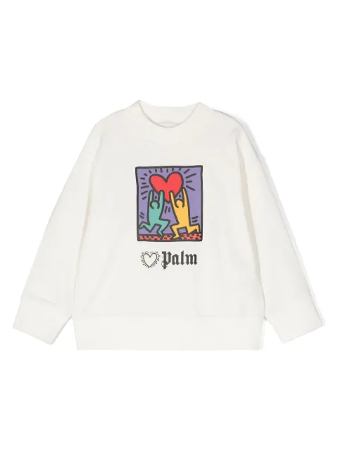 Palm Angels Kids x Keith Haring heart-print cotton sweatshirt