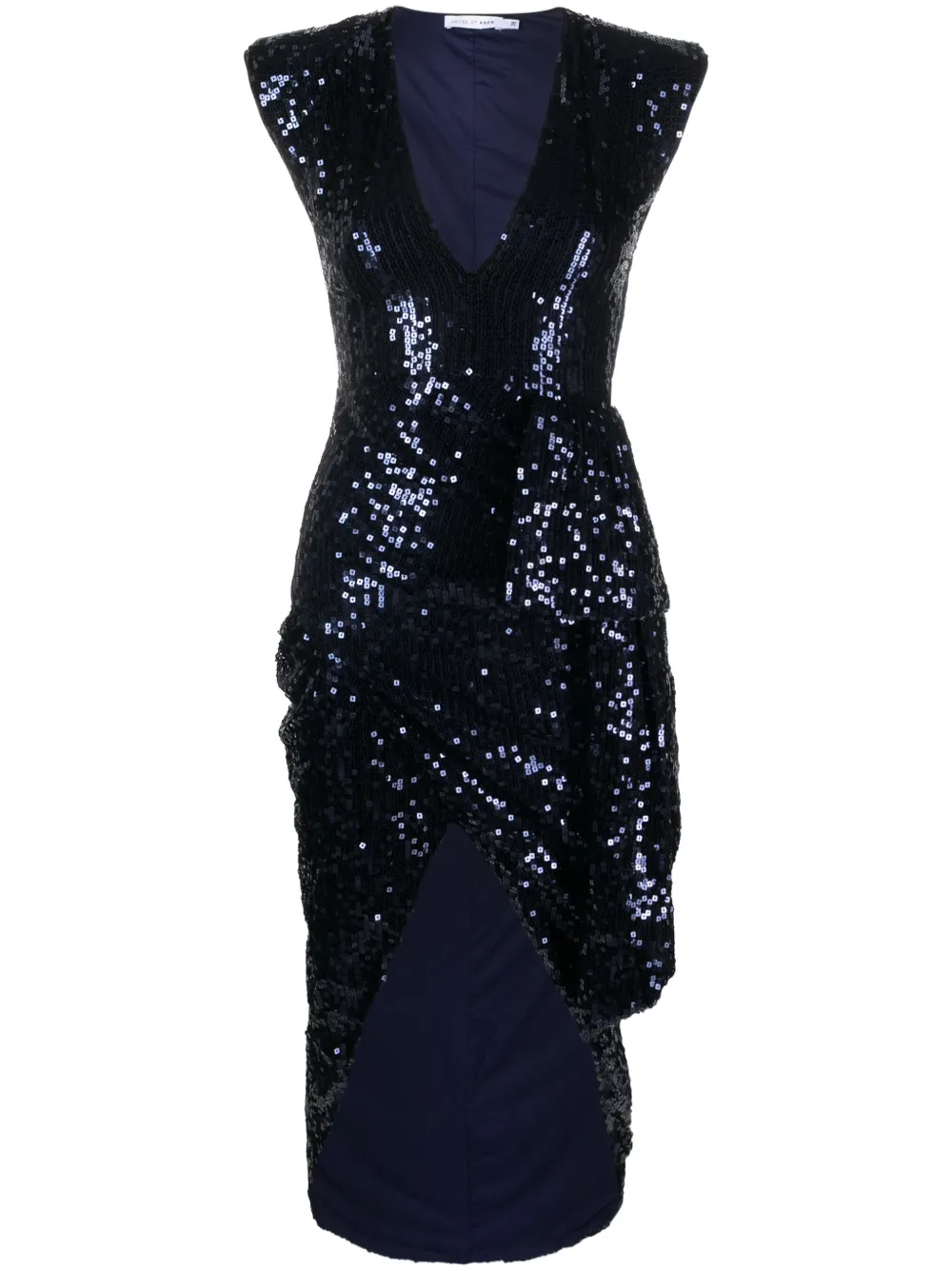 Amen Sequinned Draped Midi Dress In Blue