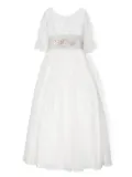 AMAYA floral-appliqué communion dress - White