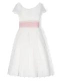 AMAYA floral-embroidered tulle communion dress - White